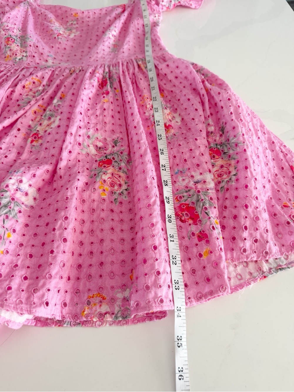 LoveShackFancy Altima Puff Sleeve Eyelet Pink Floral Mini Dress Sz S $395 - Picture 10 of 11